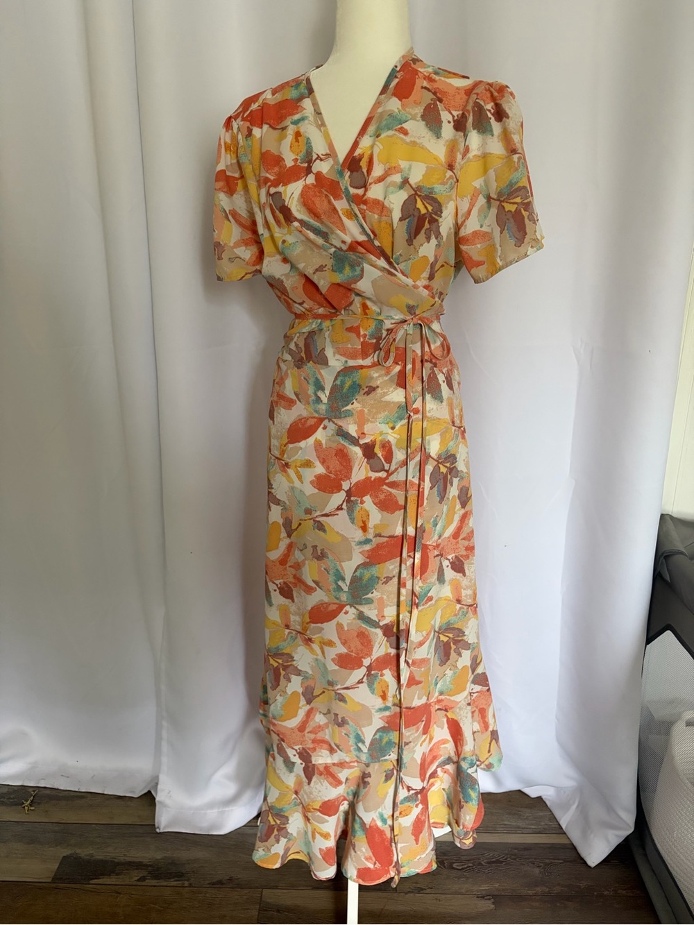 Floral Wrap Dress with flowy bottom